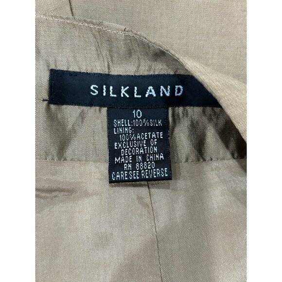 Silkland Womens Embroidered Silk Pants Size 10 Gold Floral Design - Picture 5 of 8